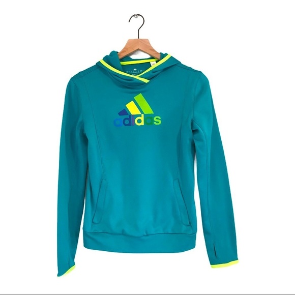 adidas Tops - Adidas Climawarm Teal Trefoil Hoodie Sweatshirt
